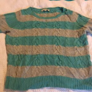 Loft Turquoise and Gray stripe sweater